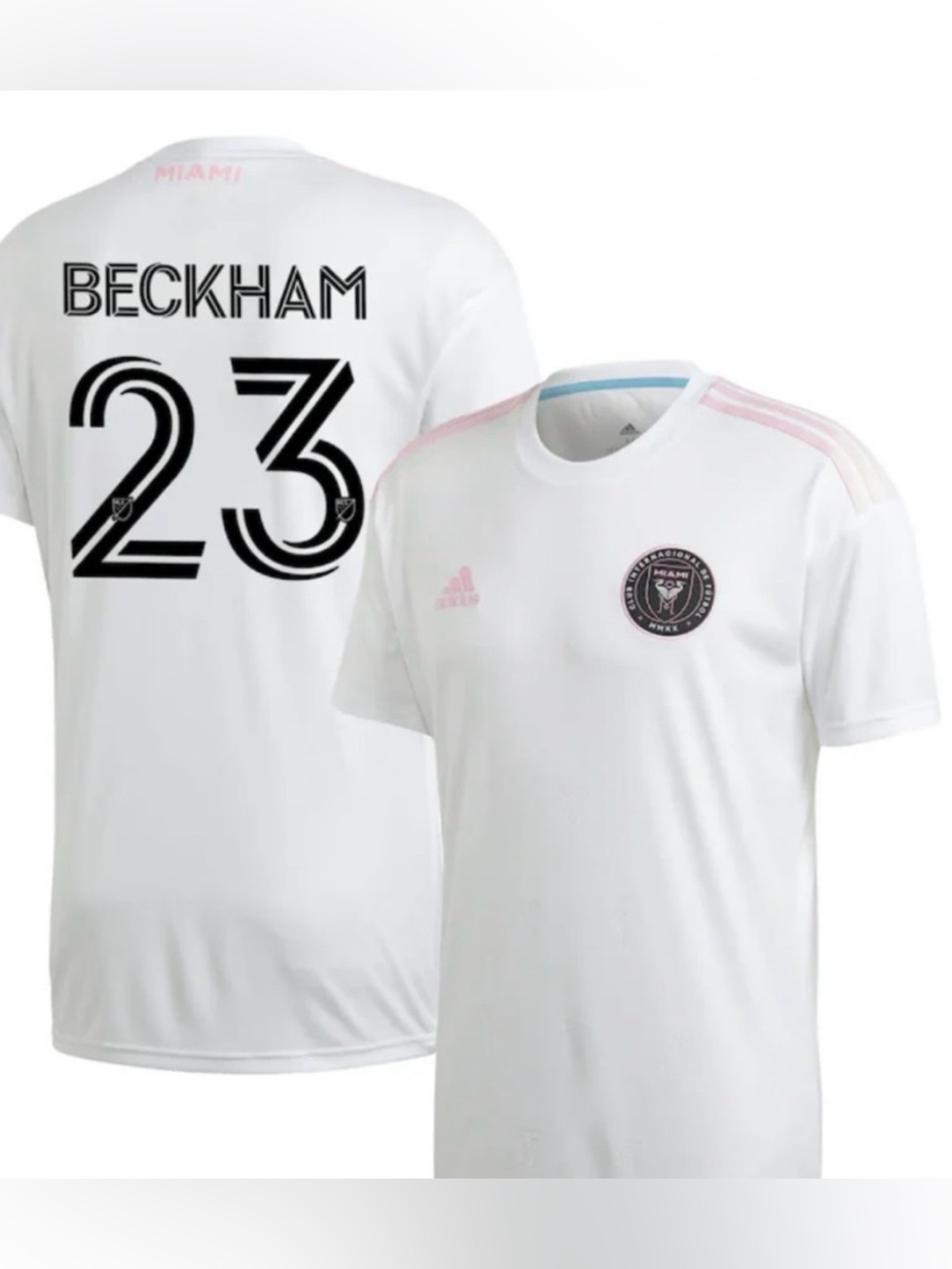 ⚽️ Inter Miami Soccer Jersey ⚽️ with Pink Trim - S - Beckham - Adidas White